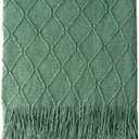 BOURINA Green Throw Blanket 60x80 Inches Throw Textured Solid Soft Sofa Throw Couch Knitted Decorative Blanket