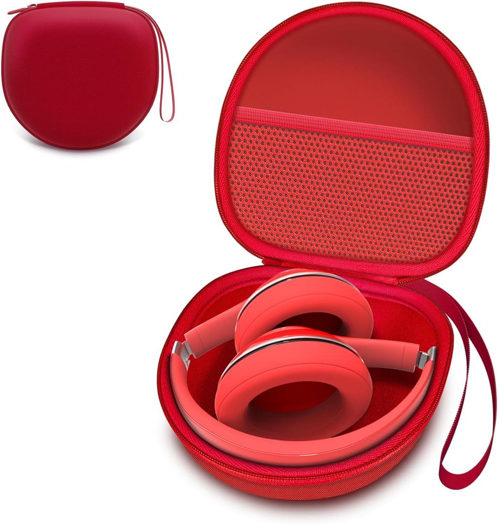 Headphone Case Compatible with BERIBES/TOZO/KVIDIO/Beats/Soundcore Anker/JBL Noise Cancelling Over-Ear Headphones, Red