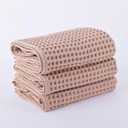PSKL Waffle Kitchen & Hand Towel Organic 100% Turkish Cotton Set of 3 Beige - Premium Quality, Soft, Quick-Dry, Absorbent, Lint-Free Waffle Weave Towels 32X16 Inches (3, Beige)