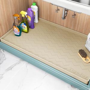 TigeJoy Waterproof Under Sink Mat 19" x 22", Shelf Liner Protector in Kitchen and Bathroom, Silicone Cabinet Liners for Organizers and Storage, Fit as Drawer Mats or Drip Tray