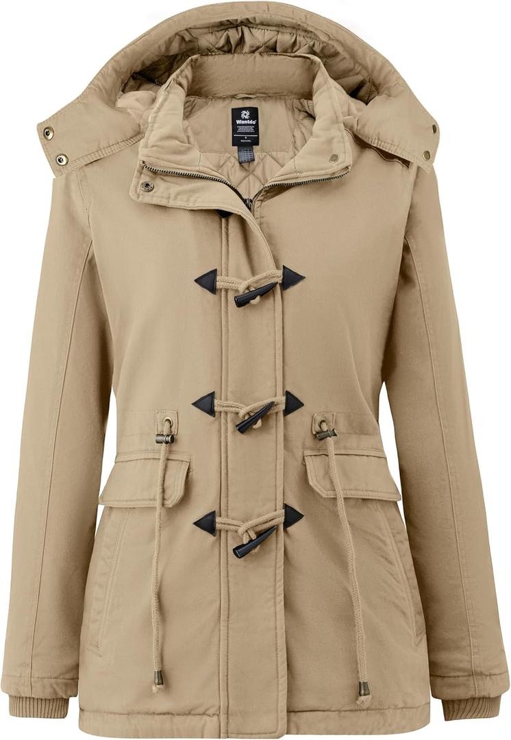 wantdo Women's Winter Thicken Jacket Cotton Coat with Removable Hood (Light Khaki), XL