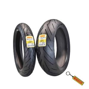 Pirelli Diablo Rosso III 120/70ZR17 Front & 180/55ZR17 Rear Motorcycle Tire Set - High Performance, Durable, & Reliable Tire for Sport/Street Bikes with Keychain