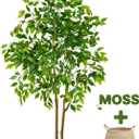 Warmplants Artificial Ficus Tree, 5ft Tall Fake Ficus Tree with Basket, Faux Plant for Indoor Outdoor Home Livingroom Office Garden Porch Dcor