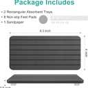 Diatomite Stone Sink Tray Drying Mat for Kitchen Sink Bathroom Counter Trays Diatomaceous Earth Dish Water Absorbing Stone Quick Dry Soap Tray Dispenser Holder Black Bathroom Decor Accessories (Dark Grey Diatomite)