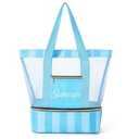 Beach Bags for Women - Dry/Wet Separation Mesh Large Beach Bag, Tote Bag for Women Swim Gym (Pink)