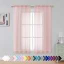 Simplebrand Blush Sheer Curtains 63 Inch Length 2 Panels, Rod Pocket Solid Color Window Sheer Curtain Panels, Elegant Curtains & Drapes for Living Room, Bedroom 2 Panels (42" W x 63" L)