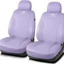 Skechers Seat Covers Memory Foam-Luxury Leather Car Seat Covers, Breathable Comfort & Support Front Seat Cover Airbag Compatible, Automotive Universal Fit Most for SUVs, Vans, Cars, Trucks,Purple