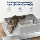 Extra Large XXXL Stainless Steel Cat Litter Box with Lid, Light Gray