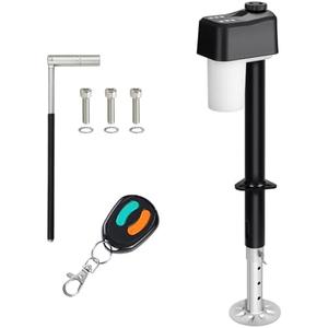 Dnigh 7600LBS Electric Trailer Jack, 12V Heavy Duty RV Jack with Remote Control, IPX65 Waterproof, 9.8-31.5" Extended Electric Tongue Jack for A-Frame, Utility & RV Trailer, LED Light & Bubble Level