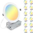 Elaruslux 12 Pack 7 Inch 3CCT Ultra-Thin LED Recessed Light with Junction Box, 3000K/4500K/6000K Selectable, 18W Eqv 125W, Dimmable Canless Downlight, 1600LM High Brightness