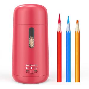 Automatic Electric Pencil Sharpener - Auto Feed, Auto Stop & Auto Eject, Rechargeable for Classroom, Home, School, Office, Rose Red