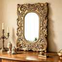 Antique Small Oval Gold Mirror 18 x 24 Inch, Distressed Finish