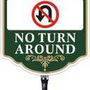 No Turn Around Driveway Sign With Stake, 10 x 14 Inches Aluminum Driveway Sign with 2.9 Feet Stake(Detachable), Green