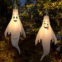 Halloween Ghost Decorations Outdoor: with Timer, 4 Pcs Cute Hanging Ghost for Tree Porch Garden Yard, Waterproof LED Ghost Halloween Decor