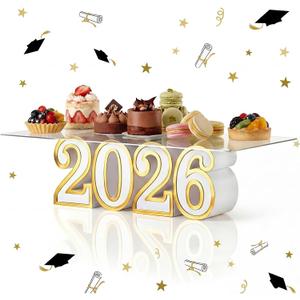 Novabright 2026 Graduation Cake Stand Class of 2026 Letters Cupcake Stand Display Graduation Dessert Snack Food Table Centerpieces Signs for High School College Congraduation Grad Party Decorations