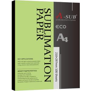 A-SUB Sublimation Paper 8.3x11.7 Inch for DIY Unique Christmas Gifts Compatible with Inkjet Printer which Match Sublimation Ink 100 Sheets A4