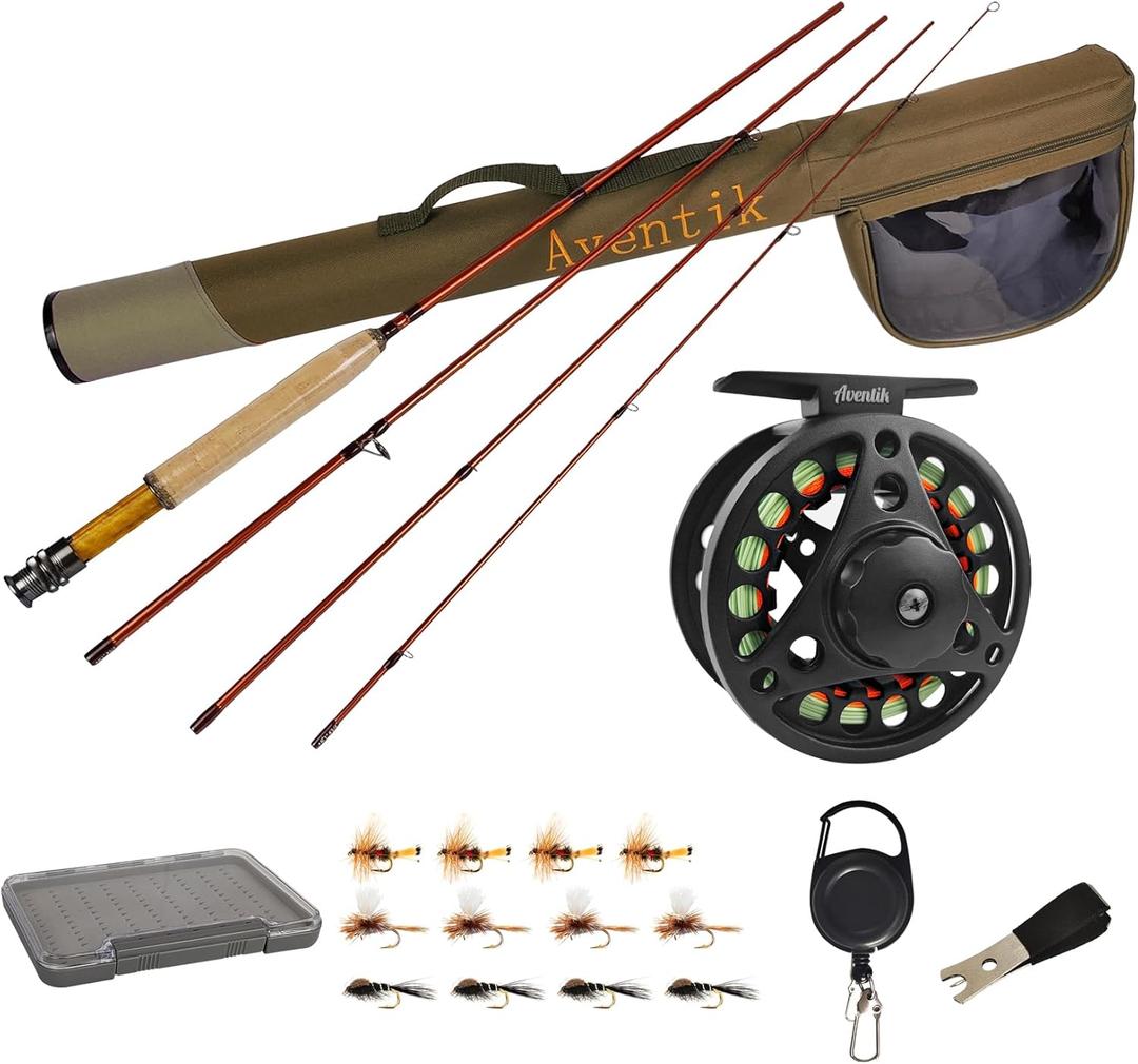 Aventik Extreme Fly Fishing Combo Kit Weight Starter Fly Fishing Rod and Reel Kit Outfit with One Travel Case, (8'1'' LW3/ 4 Fly Rod Kit)