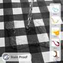 Vinyl Tablecloth with Flannel Backing-6 Pack Black & White 60x120 Inch Waterproof Plastic Table Cloth-Wipeable Heavy Duty Oilcloth Rectangle 8 Foot Protector for Picnic Party Camping Dining