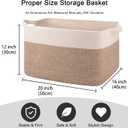 OIAHOMY Large Blanket Basket, 65L Cotton Rope Woven Laundry Basket, Toy Bin for Baby Room, Container for Blanket Storage in Living Room, 20''16''12'', Brown & White