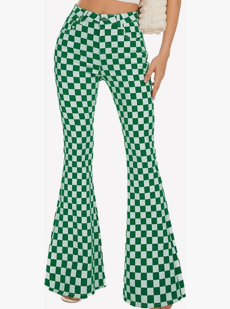 Bell Bottom Jeans for Women High Waisted Stretch Plaid Flare Jeans Denim Bootcut Pants. Size 2