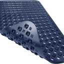 Yimobra Bathtub Mat Non Slip, Super Strong Suction Cups, 27.5"x15.5" Long Shower Mat with Drain Holes, Machine Washable Fast Draining Bath Mats, Bathroom Essentials,Navy Blue