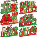 DoubleFill 6 Pcs Christmas Ugly Sweater Party Decorations Ugly Sweater Party Table Decor Christmas Wooden Centerpieces Xmas Tabletop Sign Ugly Sweater Display with Letters for Holiday Party Supplies