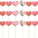 LUOZZY 48 Pcs Happy Mother's Day Cake Topper Creative Heart Cupcake Dessert Picks Mother's Day Cake Cupcake Decorations Party Supplies