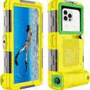 Underwater Snorkeling Diving Phone Case for iPhone 16/15/14/13/12/11 Pro Max, Samsung Galaxy S24/S23/S22/S21 [50ft/15m] Waterproof Case, Professional Scuba Phone Case - Yellow