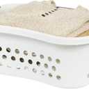 IRIS USA Laundry Basket Hamper Bag, Large Plastic 50L / 1.5 Bushel Dirty Clothes Sorter Bin Organizer for Blankets Bathroom Dorm Bedroom with Ventilation Holes Hip Hold Built-In Carry Handles, White