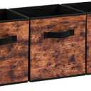 Stero Fabric Storage Cubes, 3 Pack Foldable Storage Bins with Handle, 11 Inch Storage Baskets Box for Shelves, Closet, Organizer, Rustic Brown and Black