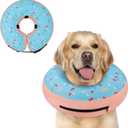 Supet Inflatable Cone Collar Alternative After Surgery, Neck Donut for Recovery, Soft E-Collar for Small Medium Large Dogs (XL(Neck 14"-18"), Donut Blue)
