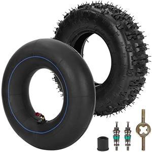 RUTU 4.10/3.50-6 4.10-6 Tire and Inner Tube with TR87 Bent Valve Stem for Go Karts Chinese ATV Quads 4 Wheelers Mini Bike Wheelbarrows Tractors Lawn Mowers Snow Blowers