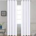 Yakamok Pure White Curtains 84 inch Long, 50% Light Blocking Gormmet Window Treatment Room Darkening Thermal Insulated Curtain Drapes for Living Room Bedroom (52 inch Wide, Set of 2 Panels)