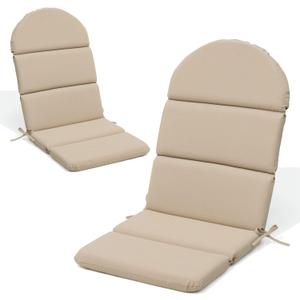 Crestlive 50x19.6 Inch Adirondack Chair Cushion Set of 2, Waterproof, Fade Resistant, High Back Outdoor Rocking Chair Cushion for Patio, Beige