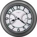 Presentime & Co 18" Indoor/Outdoor Luminous Farmhouse Wall Clock with Thermometer & Hygrometer, Weather Thermometer-Grey Oak Finish, Bright Warm Light (Grey Oak Finish)