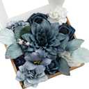 Ling's Moment Fake Flowers Box, Artificial Faux Greenery Stems Foam Dahlia Silk Hibiscus for Wedding Decor Centerpieces Table Decorations Floral Picks Arrangements, Dusty Blue, Mini Combo