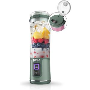 Ninja BC151EM Blast Portable Blender, Cordless, 18oz. Vessel, Personal Blender-for Shakes & Smoothies, BPA Free, Leakproof-Lid & Sip Spout, USB-C Rechargeable, Dishwasher Safe Parts, Forest Green