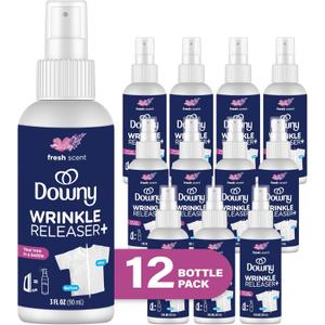 Downy Wrinkle Release Spray Travel Size, All In One Formula, Removes Wrinkles, Static and Odor Eliminator, Light Fresh Scent, 3 Fl Oz, Pack of 12