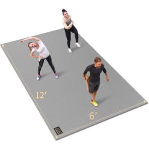 GXMMAT Extra Large Exercise Mat 16'x6'/12'x6'/10'x6'/8'x6'(7mm), Extra Wide Workout Mats for Home Gym Flooring, Non-Slip Thick Durable Cardio Mat for MMA, Plyo, Jump Rope, Weights, Fitness, Shoe-Friendly (Grey Cool)