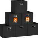 Lifewit 13 Inch Cube Storage Bins, 6 Packs Cube Storage Organizer, Foldable Decorative Fabric Storage Baskets for Organizing Home Organizers with Metal Handles for Shelves, Closet, Black