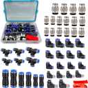Hose Fitting kit, 47 Pieces NPT Thread Push To Connect Fittings, Nylon Tubing 1/4, 3/8, 1/2 Inch Quick Connect Fittings, Air Line Fittings assortment kit