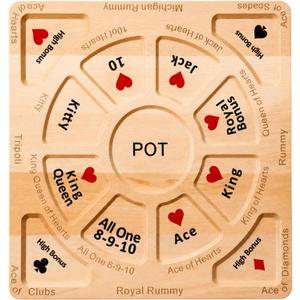 Rotating Solid Beechwood Michigan Rummy Play Mat, 16" x 16", 16 x 16 x 0.8 inches