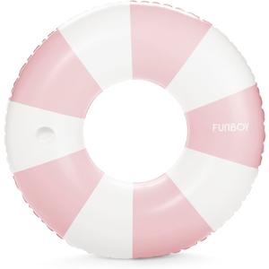 FUNBOY Giant Vintage Stripe Inflatable Tube Pool Float with Cup Holder 48" Large Pool Float for Adults Inner Tube Swimming Pool Toys Swim Rings Pool Lounger Float for Pool Party & Summer