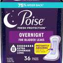 Poise Overnight Incontinence & Postpartum Pads for Bladder Leaks, 8 Drop Extra Coverage, 36 Count