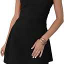 Milumia Women's Sleeveless Mock Neck Mini Dress Elegant Ruched A Line Short Dresses Party (Black, S)