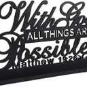 Jetec Inspirational Table Art with God All Things Are Possible Positive Sign Home Table Decoration, Motivational Centerpieces Letter Sign Wooden for Faith Motivational Decor (with Lord Possible)