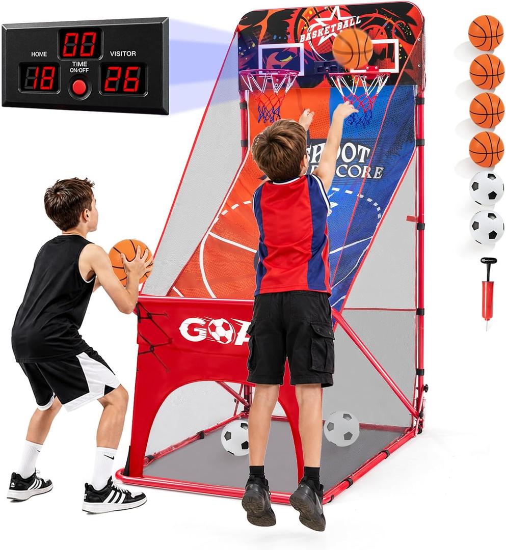 Foldable Basketball Arcade Game for Kids - Toy Gift for Ages 3-8