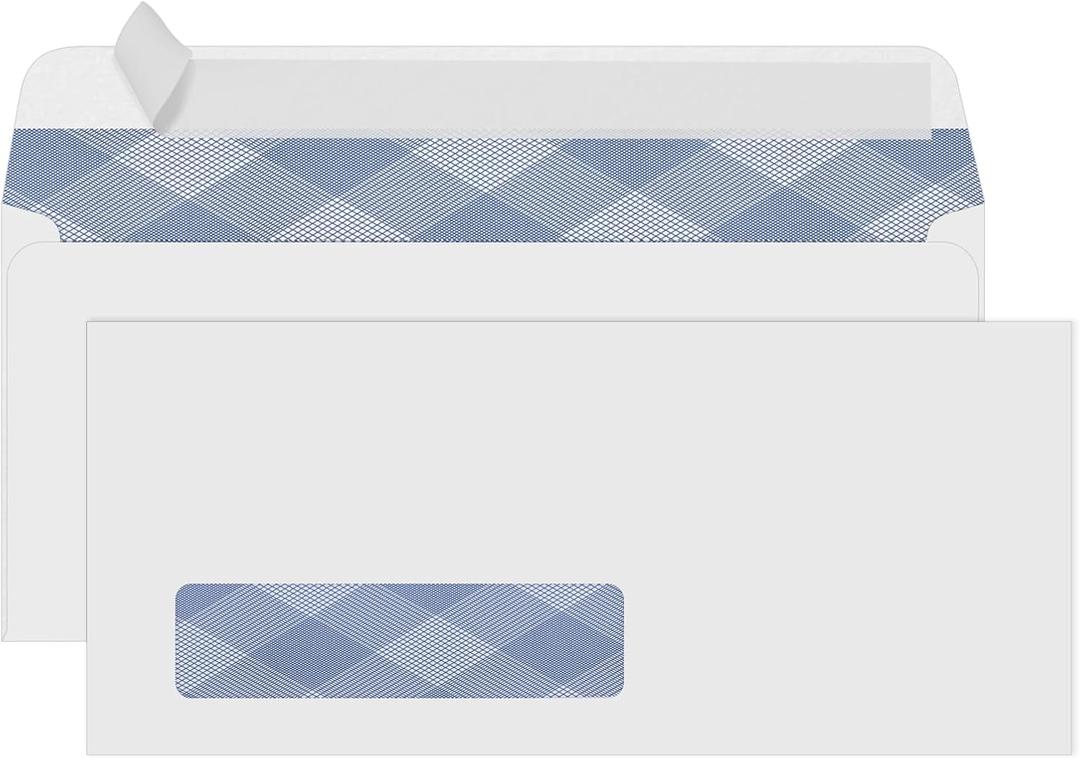 500#10 Single Window Security Envelopes, PANDRI NO.10 Security-Tinted Envelopes Designed for QuickBooks Invoices, Business Statements and Computer Printed Checks-Number 10 Size 4 1/8 Inch X 9 1/2 Inch