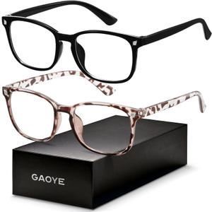 Blue Light Blocking Glasses - Fashion Square Eyeglasses, Anti UV Ray Computer Gaming Glasses Blue Blockers for Women/Men (*C Black & Leopard)