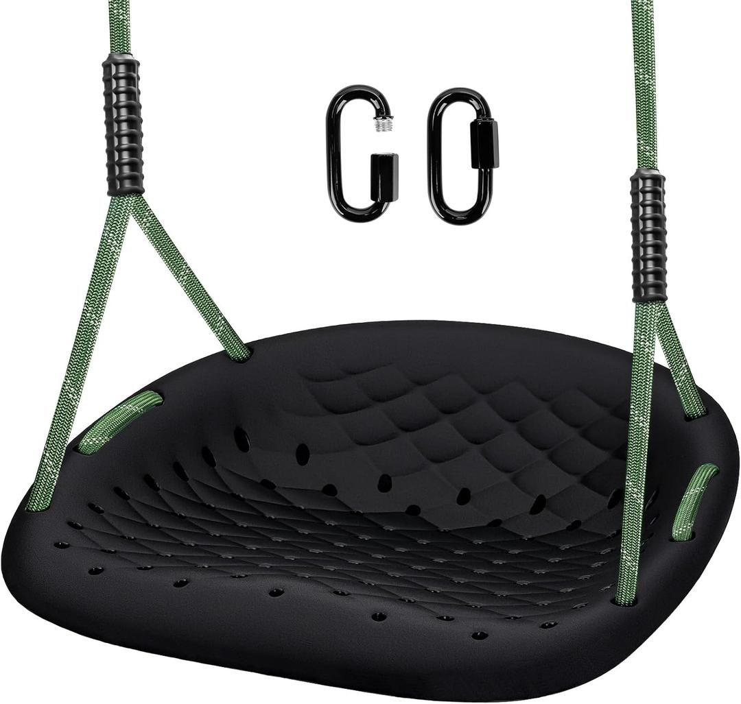 Heavy Duty Tree Swing, 550LBS Capacity Outdoor Swing Seat for Adults & Kids, Height Adjustable with Ropes, for Backyard Garden Patio Playground, Black
